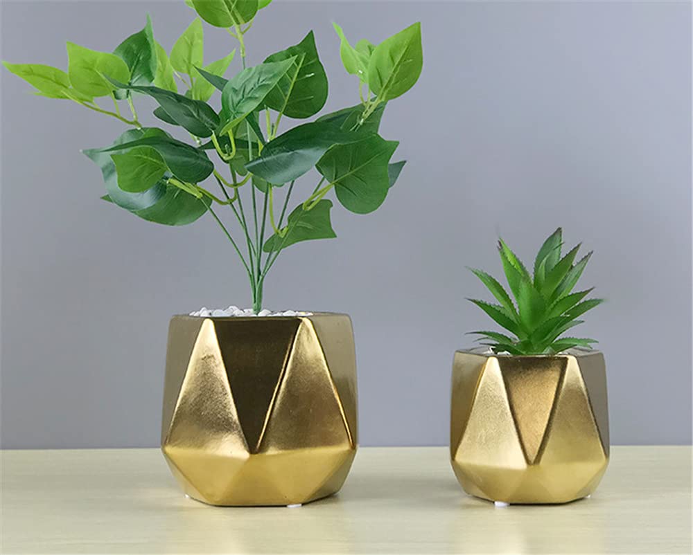 Amazon.co.jp: ZXBAODAN ゴールドセラミック植木鉢 屋内植物ポット